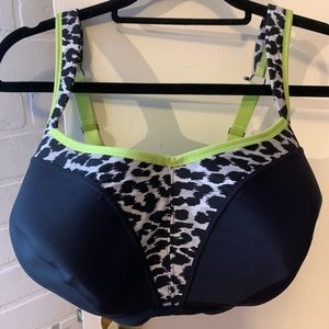 Panache Sports Bra, size 34J, black & neon green